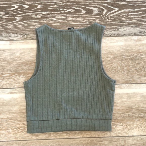 Forever 21 Sz S Adorable Olive Rib Knit Crop Top - Picture 9 of 9